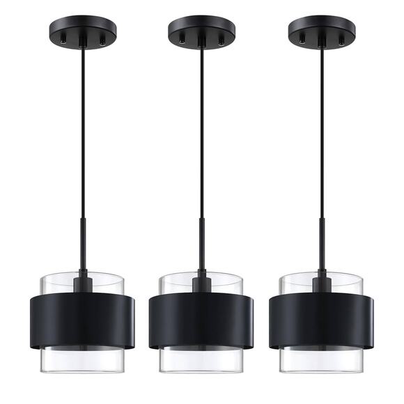 Dolaimy House 3 Pack Kitchen Pendant Light Black D6” H48” - Picture 1 of 3